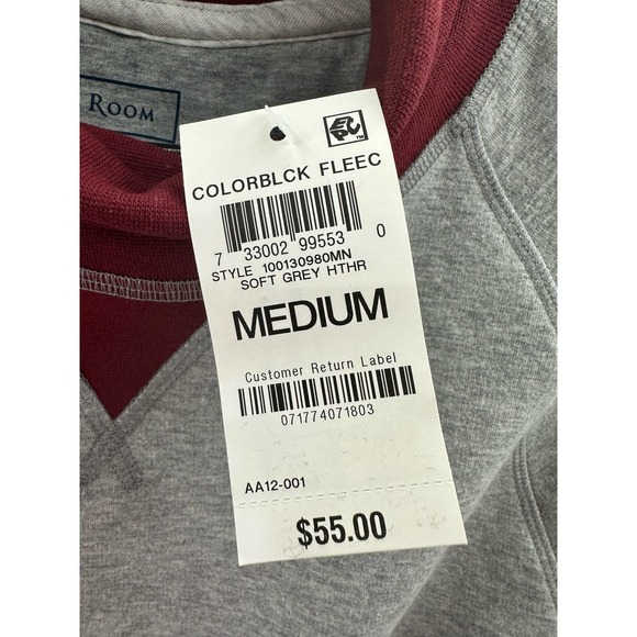 Club Room Men's Turtleneck Fleece Sweatshirt Soft Gray Heather Size M - Picture 6 of 9